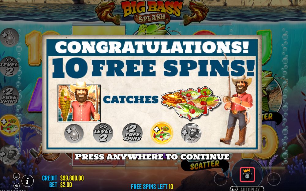 Free Spins : WILD (Fisherman) sur tous les rouleaux